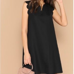 Scallop sleeve trim shift dress